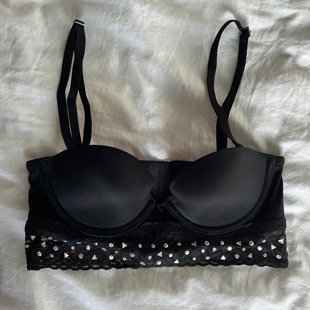Victoria’s Secret Pink black push up bra with Rhinestones